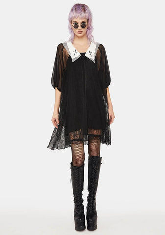 Medium Sleeve Lace Sunscreen Shirt Dress