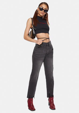 6 AM Charlie High Rise Straight Leg Jeans