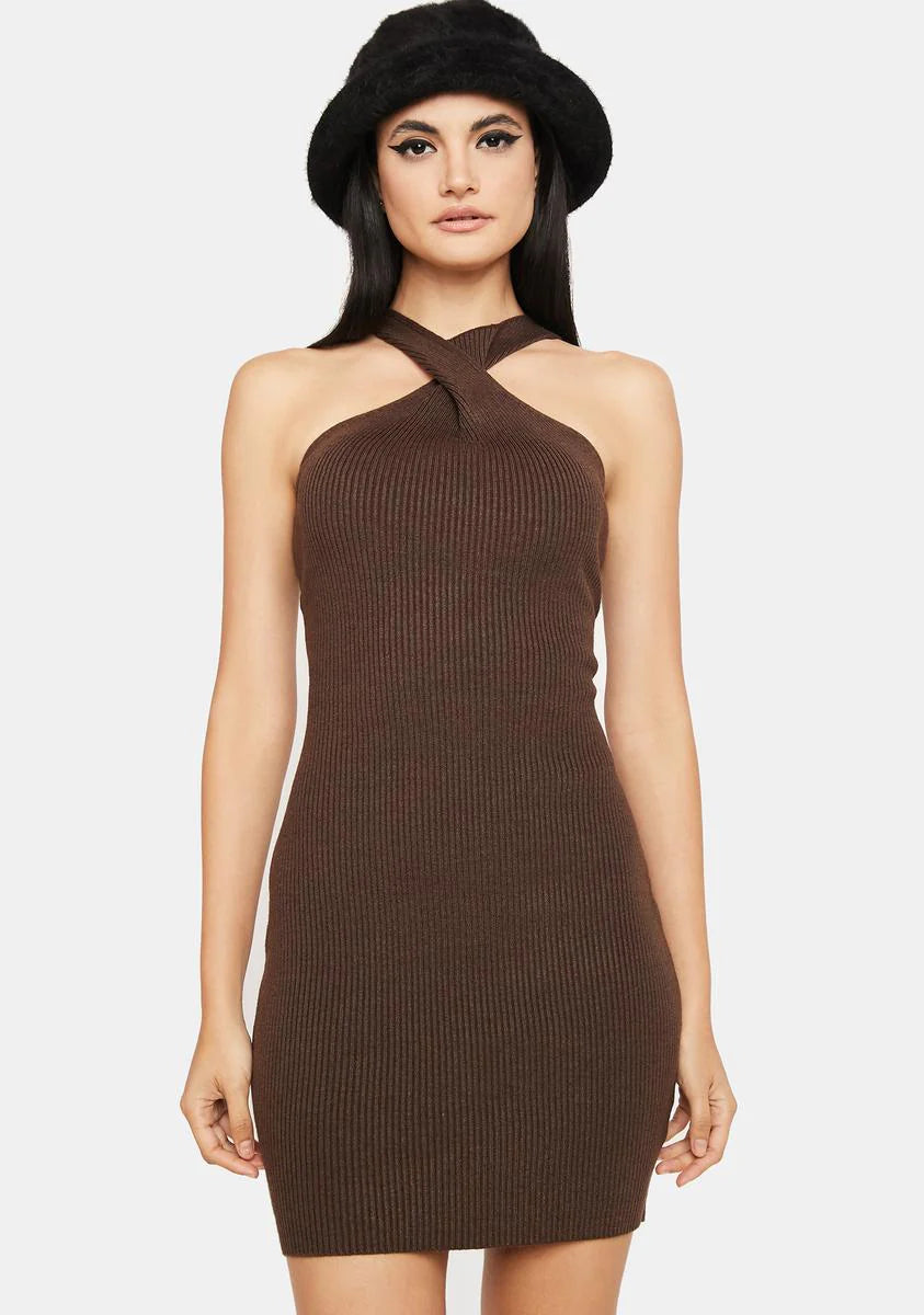 Penny Not Likely Ribbed Knit Mini Dress