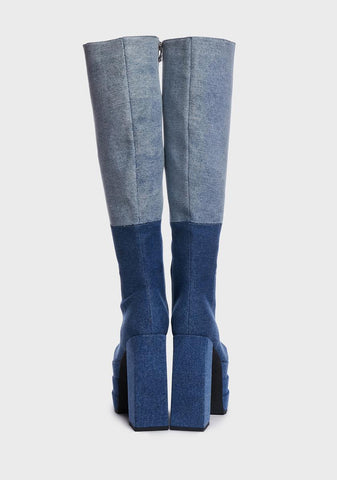 Talk Of The Town Platform Knee High Boots