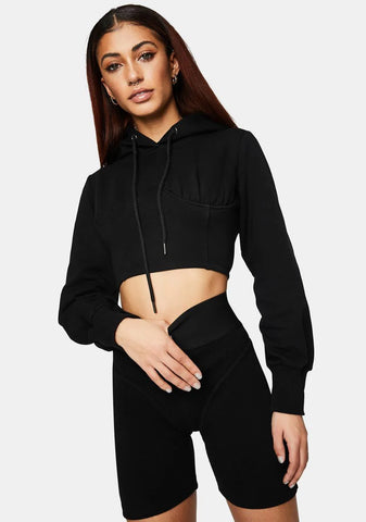 The Black Cropped Hoodie