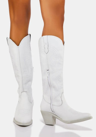 White Galveston Cowboy Boots