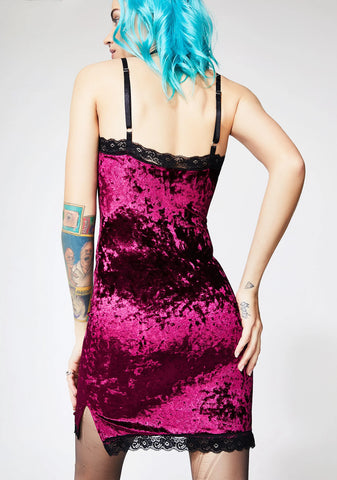 Wine Velvet Crushin' Slip Dress