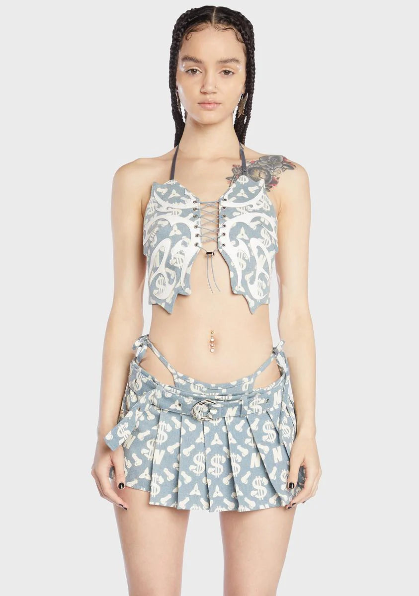 Monogram Denim Butterfly Top