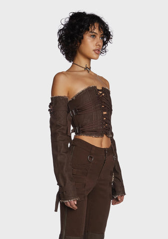 Echo Lace-Up Corset And Gloves Set