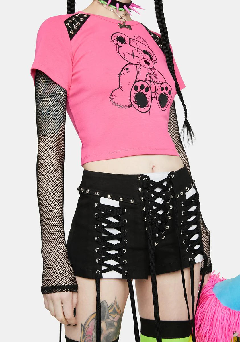 Never In Love Lace-Up Shorts