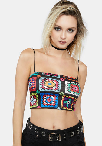 Not So Clueless Crochet Print Top
