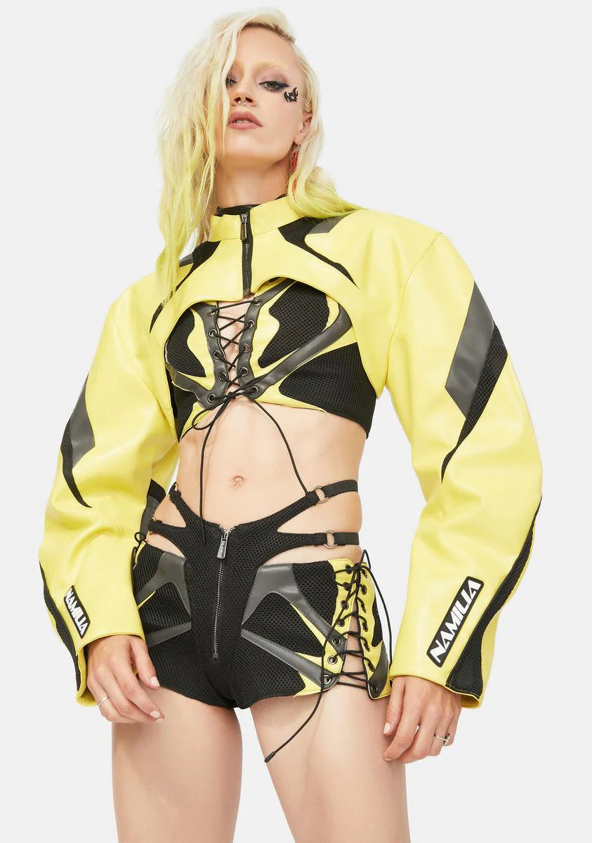 Yellow Sneaker Moto Choker Jacket