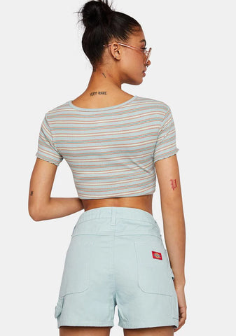 Blue Fade High Rise Carpenter Shorts