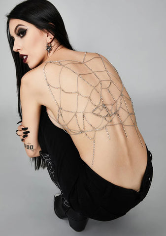 The Dark Web Rhinestone Harness Top