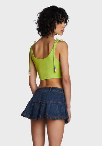 Green Flower Crop Top