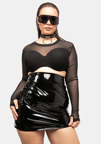 Plus All Or Nothing Vinyl Mini Skirt