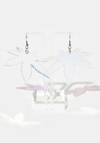Iridescent Weed Leaf Earrings