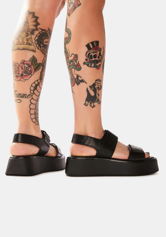 Black Courtney Platform Sandals