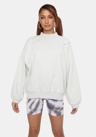 Distressed Crewneck Sweater