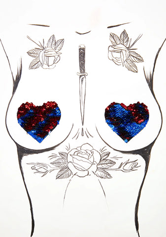 Red And Blue Sequin Pasties