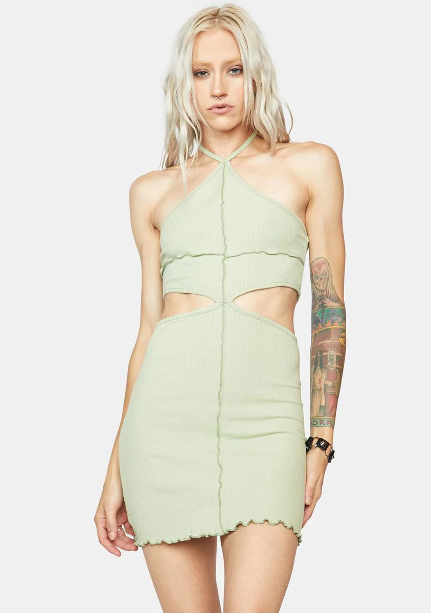 Sage Cutout Mini Dress