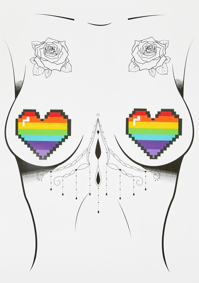 Rainbow Pixel Heart Pasties
