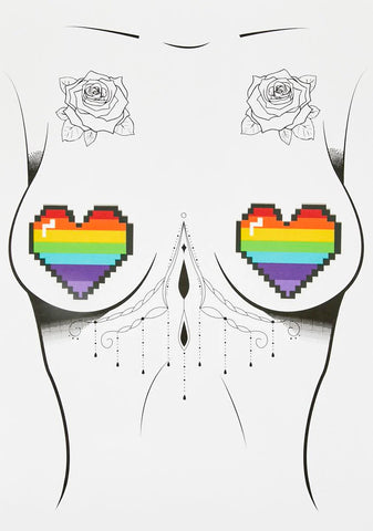 Rainbow Pixel Heart Pasties
