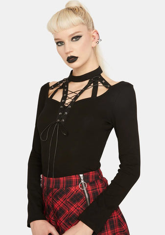Silent In The Night Lace Up Top