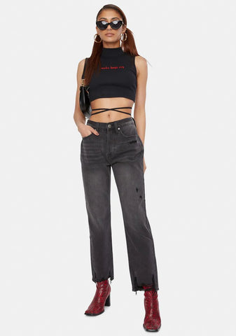 6 AM Charlie High Rise Straight Leg Jeans