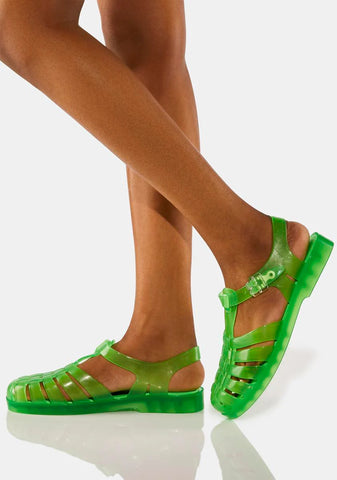 Green Possession Jelly Sandals