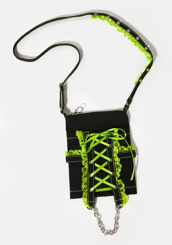 Green Lace Cross Body Bag