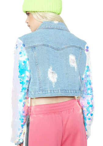 Shimmy Cropped Denim Jacket