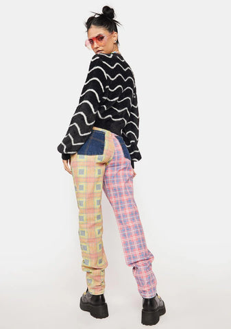 Pink Hot Rod Mix Check Jeans