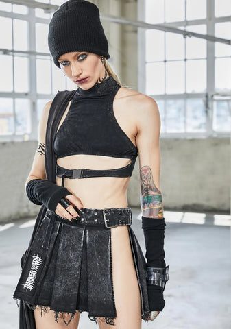 Bassline Distressed Mini Skirt