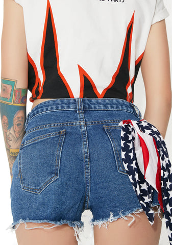 Cutie Cruisin’ Paneled Denim Shorts