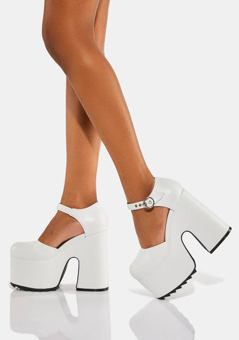 White Out Of State Platform Heels