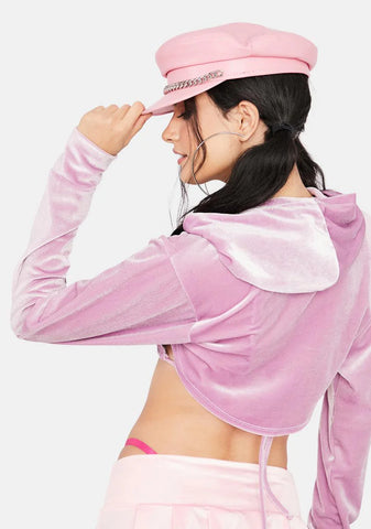 Lilac Bad Behavior Velour Cutout Hoodie