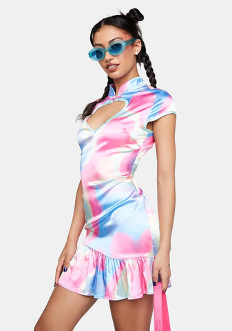 Amour Satin Heart Cut-Out Mini Dress