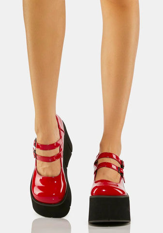 Red Patent Dollhaus Platform Mary Janes