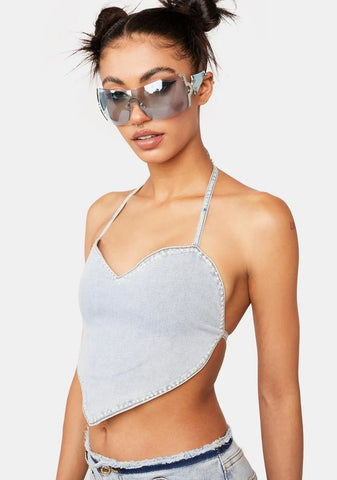 Pearly Heart Denim Top