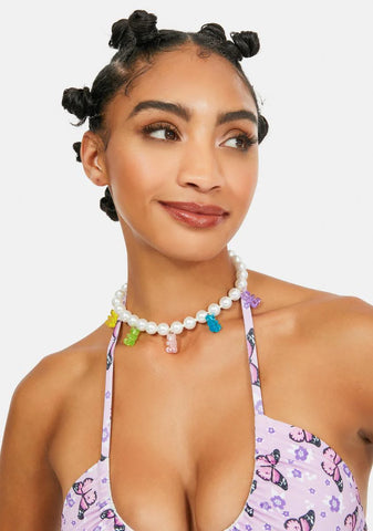 Teddy In Pearls Necklace