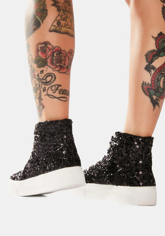 Noir Party's Here Sequin Sneakers