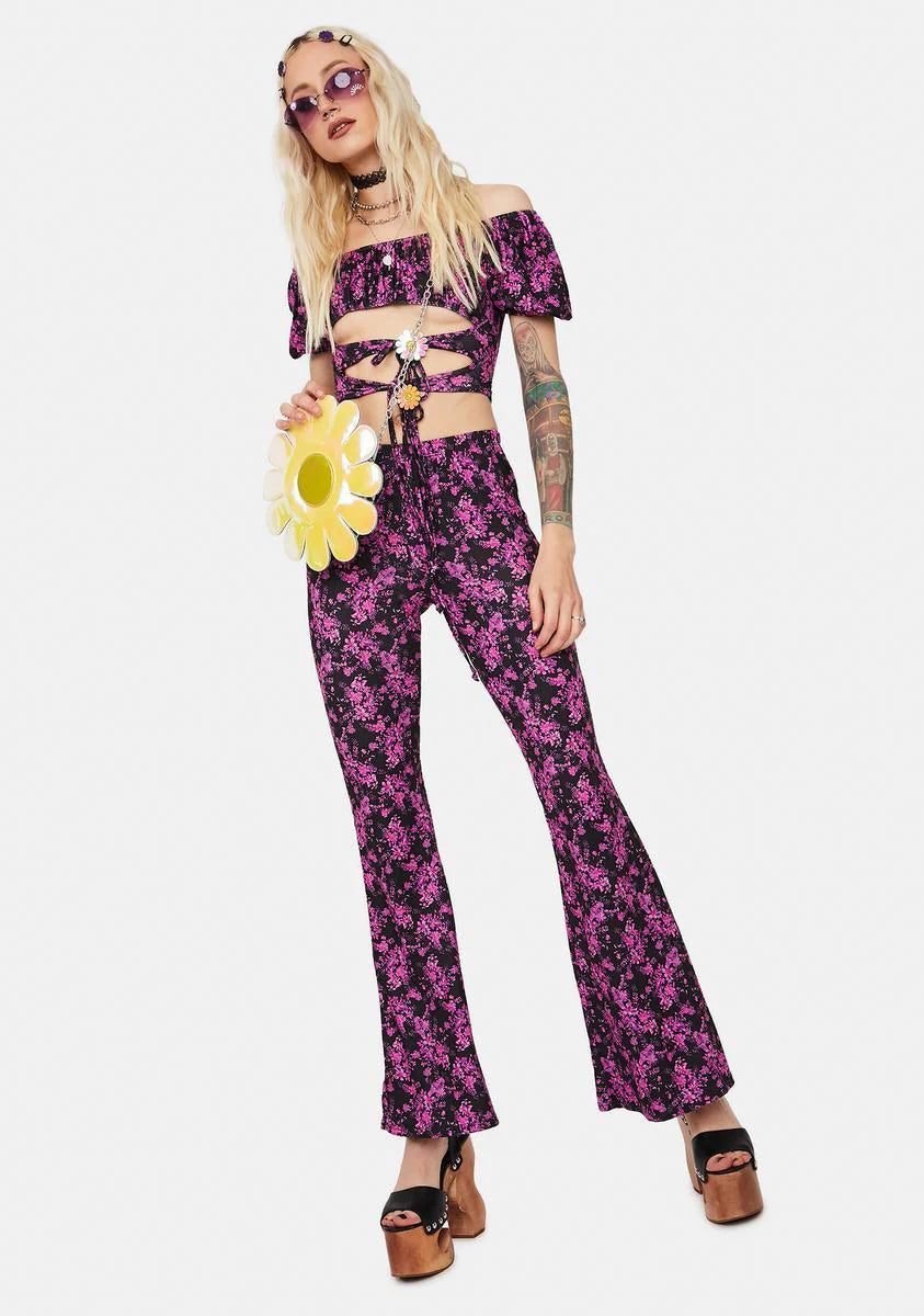 Sunny Side Floral Top & Flares Set