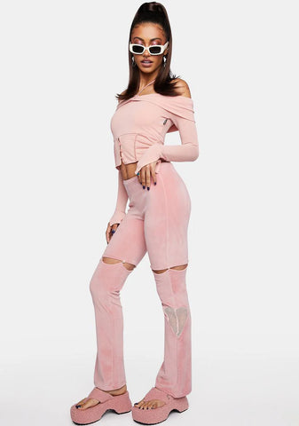 Pink Fuzzy Detachable Pants
