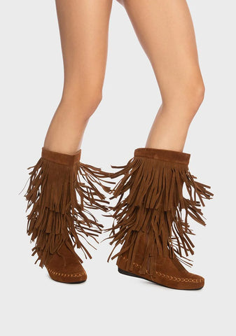 Tan No Playtime Fringe Boots