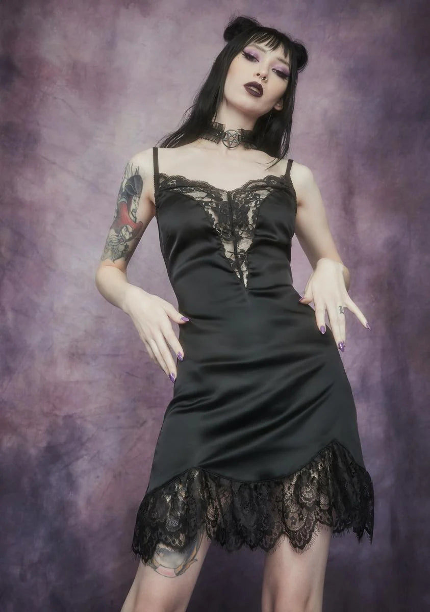 Mischief Du Monde Satin Lace Mini Dress