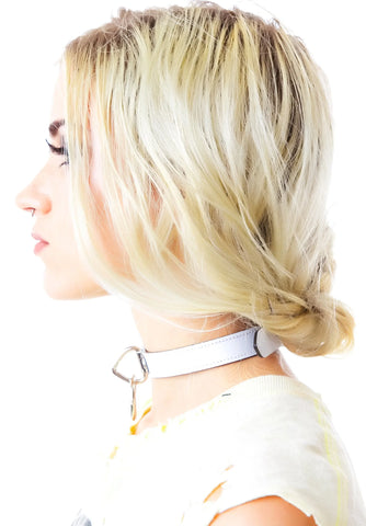 Ogasm O-Ring Collar Choker - White