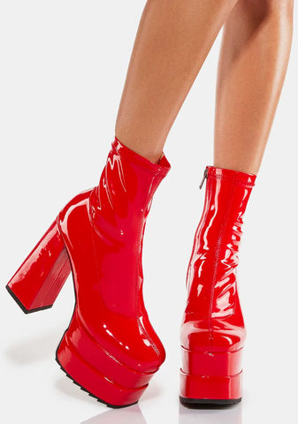 Red Cassette Platform Boots