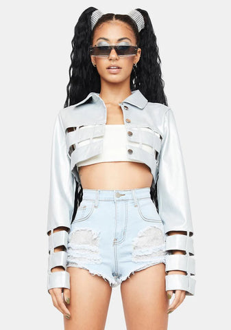Star Element Cut-Out Crop Jacket