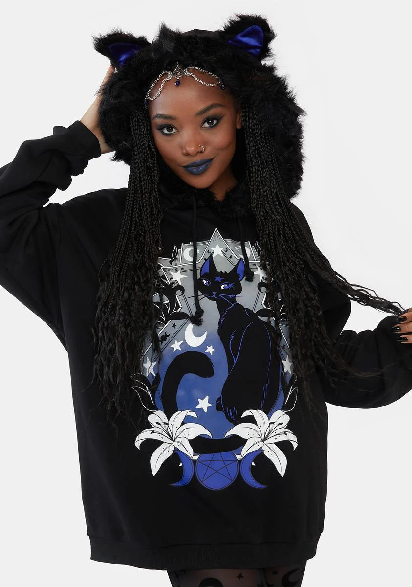 Purrrfect Moonlight Graphic Hoodie