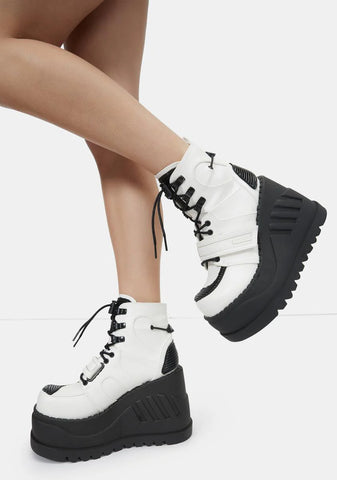 White Void Stomper Platform Wedge Boots
