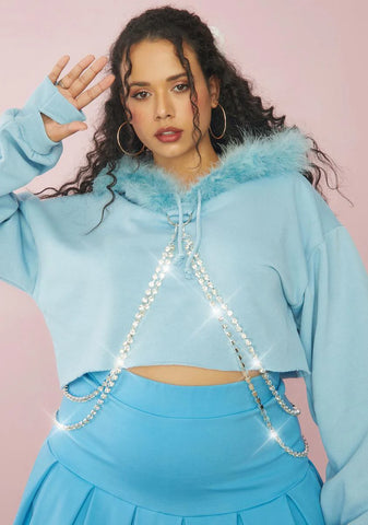 Aqua She's Blinged N' Babied Rhinestone Hoodie