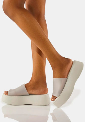 White Becky Platform Slide Sandals