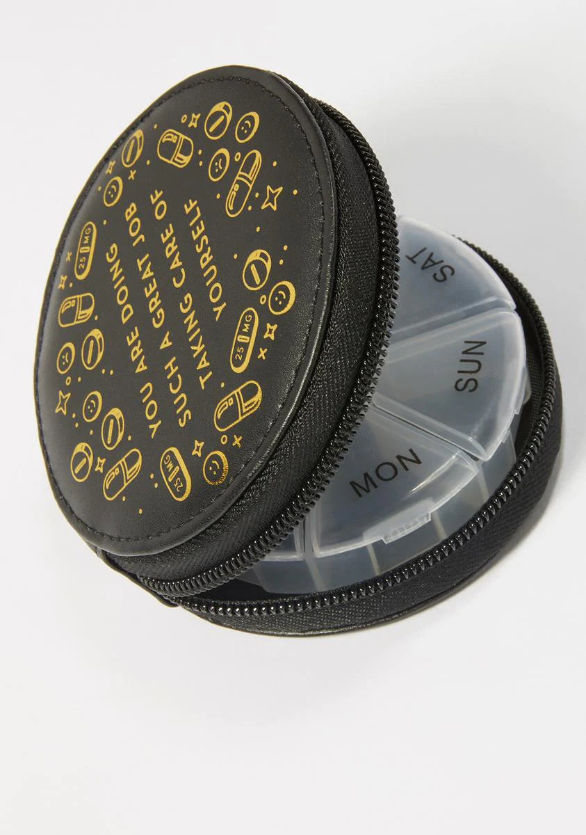 Noir 7 Day Gold Foil Pill Case